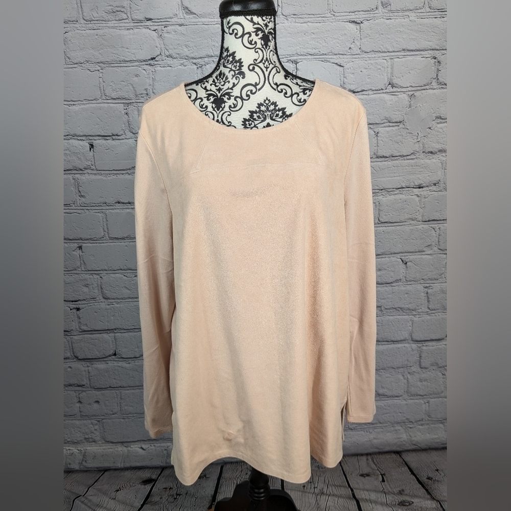 Chico's Women's Long Sleeve Stretch Knit Popover Top Size 3 (xl) B15a